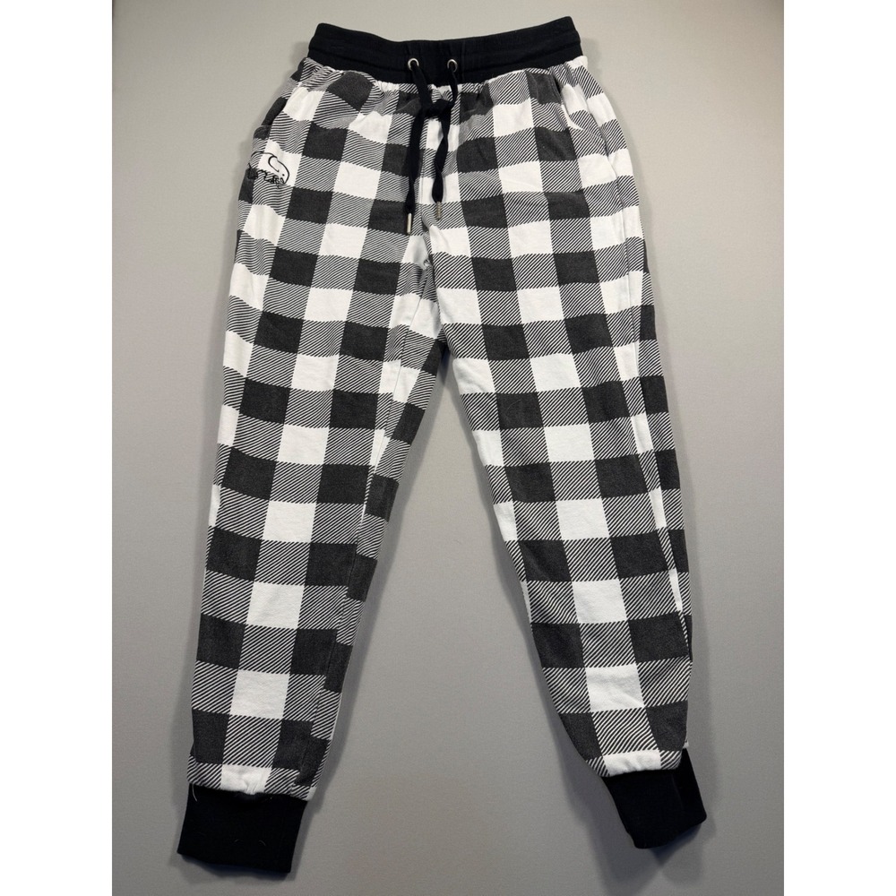 Ivory Ella Buffalo Plaid Joggers Black White Elephant Logo XS
